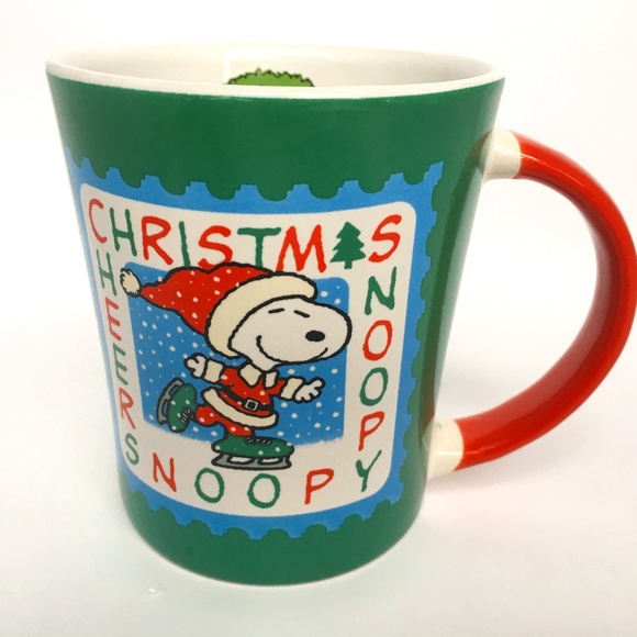 Holiday Mug Peanuts Snoopy Santa Hat Cheers Christmas Skating 2011 - Picture 1 of 6